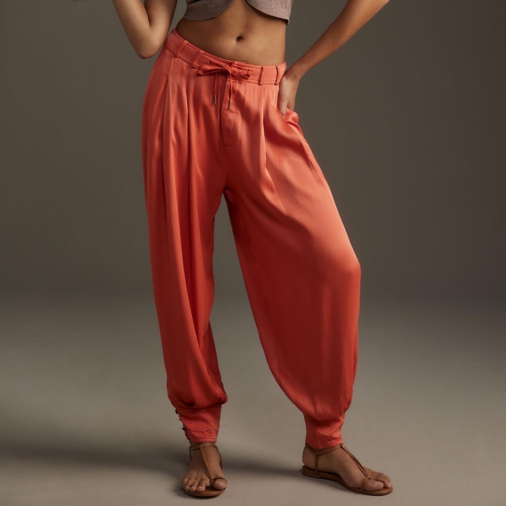 By Anthropologie Silky Cuffed Barrel Pants XS NEW